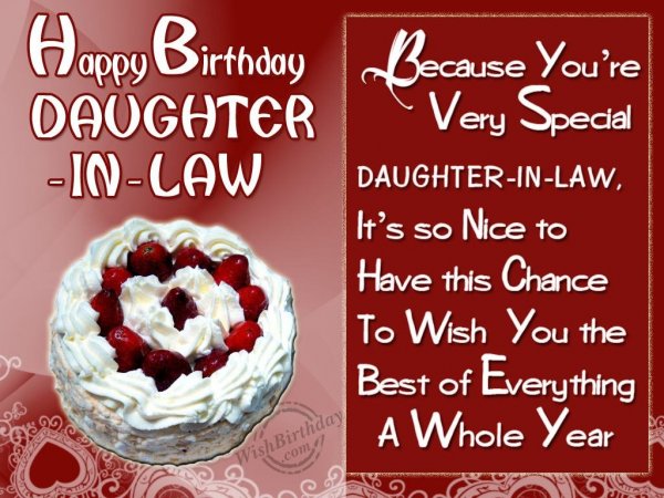 Wishing Special Birthday To My Special Daughter-In-Law