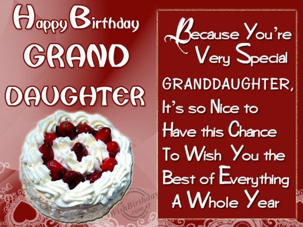 Wishing You Happy Birthday A Gorgeous Granddaughter