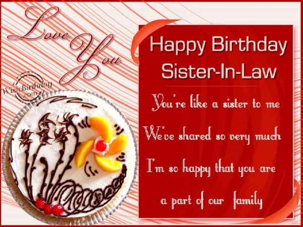 You Are A Part Of Our Family,Sister-in-law